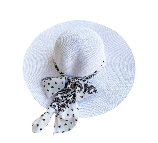 Cappello di Paglia bianco con fiocco a pois